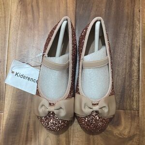 Girls Glittery Rose Gold Flats